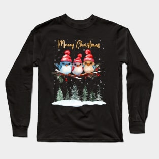 Merry Christmas | Christmas Birds on a branch Long Sleeve T-Shirt